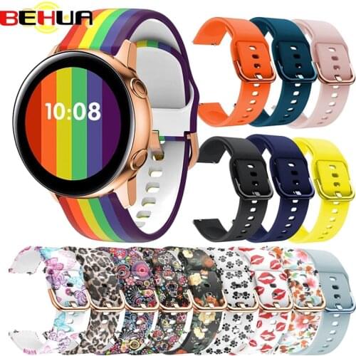 BEHUA Silicone Original 20mm Band Strap For Samsung Galaxy Watch Active 2 40mm/44mm /3 41mm Watch Wristband For Huawei GT 2 42mm