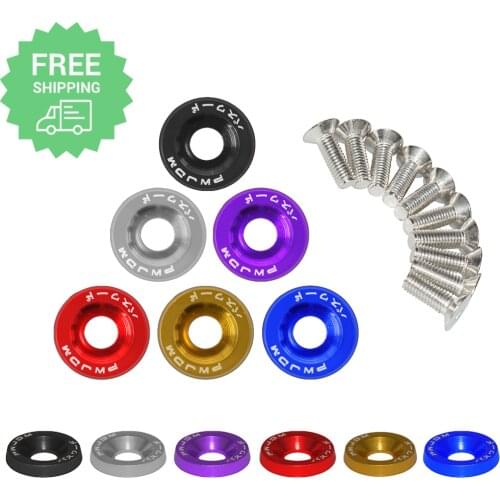 Free Shipping 10PCS Universal Car Styling Modification Aluminum M6 Hex Fastener Fender Washer License Plate Bolt JDM Accessories