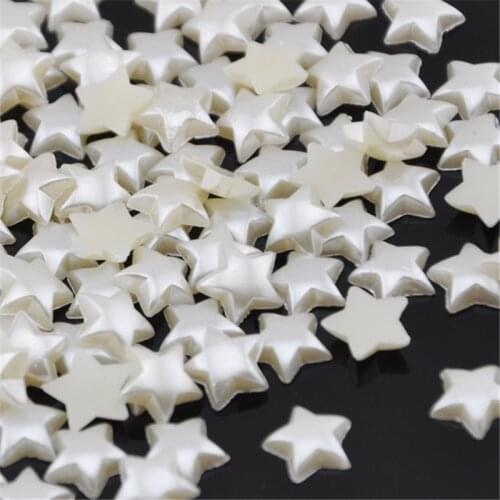 100pcs/lot 13mm Beige Half ABS Imitation Pearl Beads Star Shape Flat Back Scrapbook Craft DIY Jewelry Findings