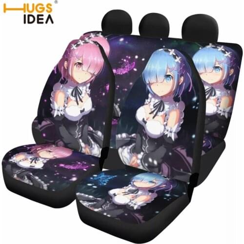 Re:Zero Rem Ram 3D Print ​Slip-Resistant Car Protector Front/Back Seat Cover Starting Life in Another World Car Seat Cover Black