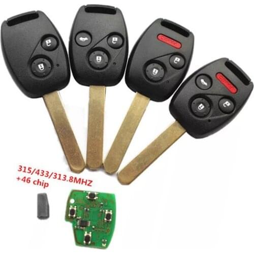 Wilongda Car key 3 Button remote key 315/434/313.8MHZ id46 pcf7936 CHIP Remote control For Honda Odyssey Accord auto key