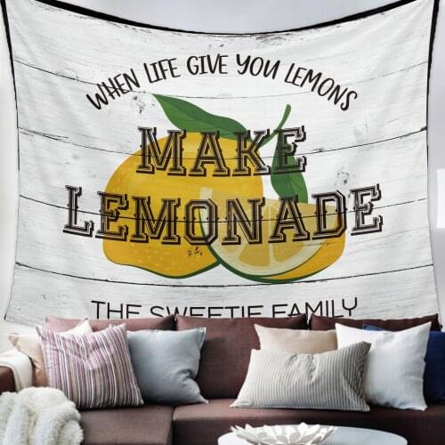 Lemon Fruit Wood Grain Retro Tapestry Bedroom Home Decoration Wall Blanket Tapestry Bedroom Wall Hanging Yoga Mat