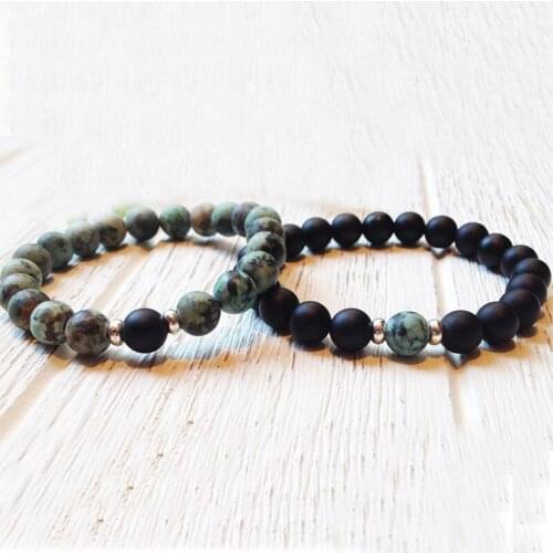 Long Distance Bracelets Set For Couples African T-urquoise Bracelet Matte Black Onyx Bracelet Friendship Jewelry