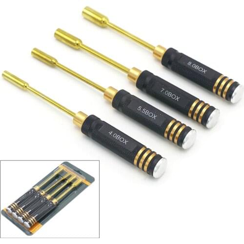 4pcs/set RC Tools hex Screw Driver Set titanium plating hardened 4.0 5.5 7.0 8.0mm Screwdriver For Rc Helicopter Toys (1 set))