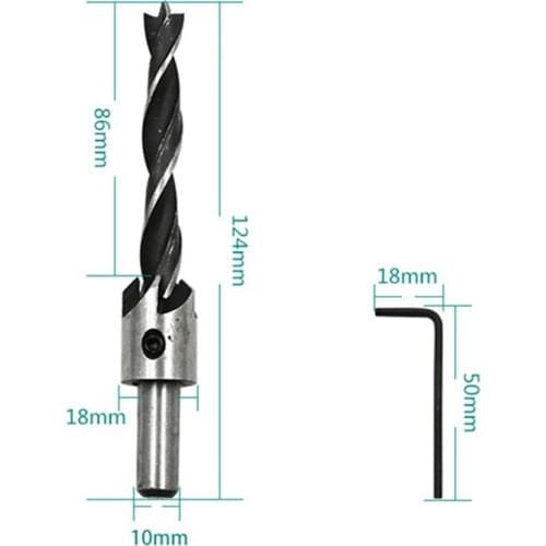 7Pcs Flute Countersink Drills BitS countersunk head drilling Bit Set 3 Tips Woodworking drill 3,4,5,6,7,8,10mm