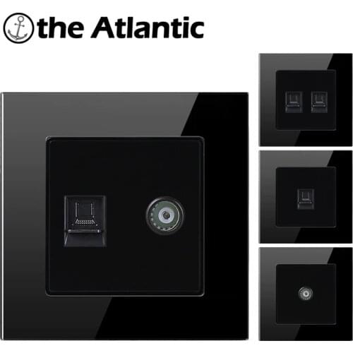 Atlectric Rj45&TV Port Socket Dual Rj45 Data Outlet TV Port Wall Socket Computer Television Plug Tempered Glass Panel Outlet