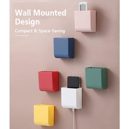Adhesive Wall Storage Box Remote Control Storage Air Conditioning Remote Phone Plug Holder Stand Rack Home Plastic Storage Racks