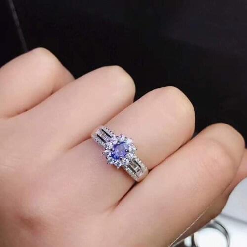 Natural And Real Tanzanite luxury ring ring Free shipping gemstone 925 sterling silver Fine jewelry