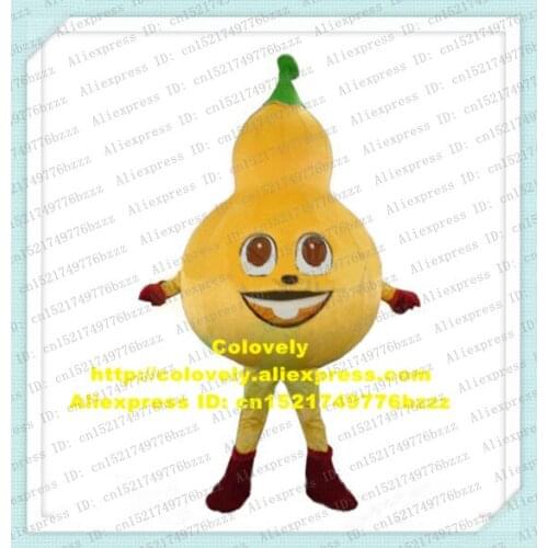 Naughty Yellow Calabash Cucurbit Bottle Gourd Mascot Costume Adult Size With Thin Green Hairs Bright Brown Big Eyes No.7161 FS