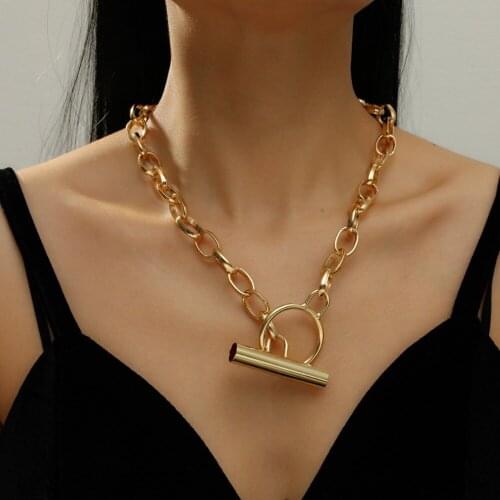 NEW Simple Minimalist Gold Color Lasso Choker Necklace Korean Elegant Round Circle Pendant Necklaces for Women Jewelry