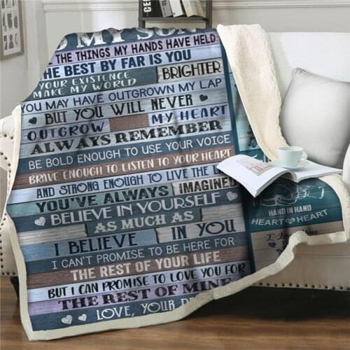 Throw BlanketS For Letter to My son on Beds sofa Soft flannel Fleece Picnic 3D Printed Sherpa Blankets bedding Express Love gift