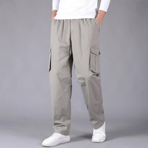 Plus Size 4XL pure Color casual pants men Vertical Pocket Loose trousers baggy business fashion pants mens solid trousers mens