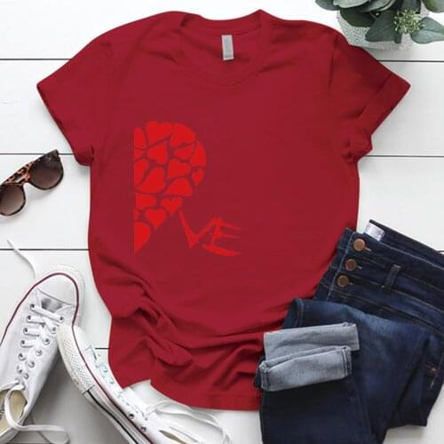 Couple Clothes LOVE Printing Graphic T Shirts for Lovers Harajuku O-neck Gifts for Lover Casual S-5xl Polyester Woman Tshirts
