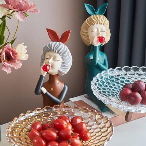Nordic Bubble Girl Table Resin Dessert Bread Fruit Plate Dish Decoration Snack Basket Stadium Spectrum Black For Snacks