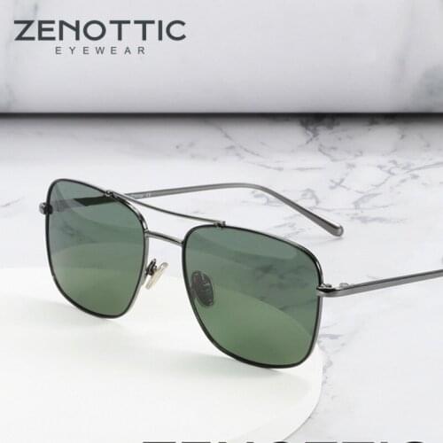 ZENOTTIC Design Titanium Alloy Sunglasses Vintage Square Polarized Mens Sun Glasses Women Pilot Gradient Mirror Shades Eyewear