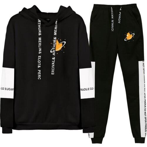 Anime Quackity Fashion Print Hoodie Sweatshirt Two Piece Set Cotton Popular Casual Pullover Pants Oversized Me Trendy Clothing