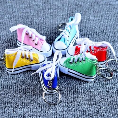 Trendy Cute Sport Shoes Keyring Mini 3D Sneaker Canvas Shoes Keychain Tennis Shoe Chucks For Men Jewelry
