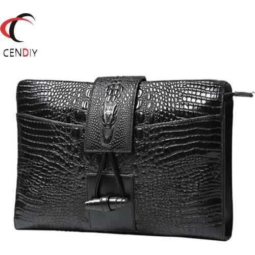 Vintage Alligator Clutch Bag Men Evening Party Bag Purses and Handbags Luxury Designer Man Leather Wallet with Zipper Men