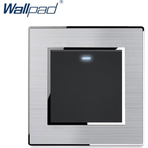 1 Gang 2 Way Light Switch With LED Indicator Stainless Steel Panel With Silver Border Wallpad Wall Switch 16A AC110-250V
