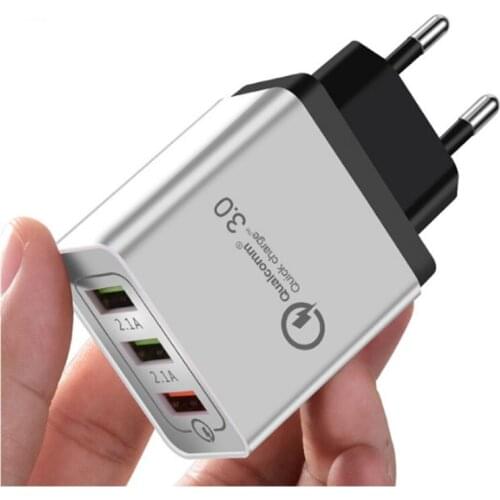 18W QC 3.0 Fast Usb Wall Travel Charger Quick Charge 3.0 Multi Usb Mobile Phone Charger 3 Ports EU US Plug Portable Fast Charger