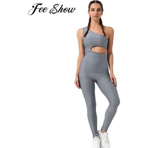 Women Sexy One-piece Jacquard Jumpsuits Catsuit Workout Gym Clothes Hollow High Waist Jumpsuit Bodysuit Active Yoga Sportswear
