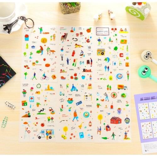 1set Korean version of creative stationery office workers transparent stickers cartoon diary decoration stickers hand account l