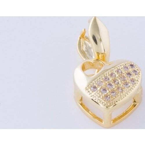 1PCS Heart Shape Brass Pinch Clip Bail Link Pendants Connector Charms Clasps Diy Jewelry Findings Accessories Wholesale