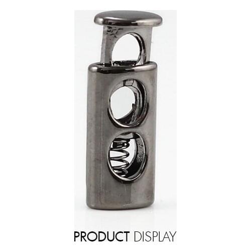 100 Metal Black Gun Stopper Toggle Buckle Rope Clamp Cord Locks Drawstring Stops Button with 2 holes Sewing Accessories /NK192