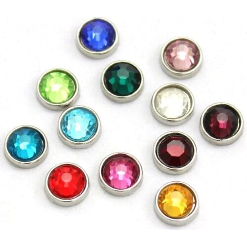 12PCS!! "Round" Birthstones charms Zinc Alloy Fit Floating lockets & Floating locket bracelet LSFC117*12