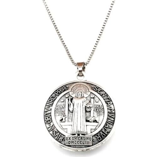 15pcs/lots Zinc Alloy 3D Benedict Cross Religious charm Pendant Necklaces 23.6inches 34x39mm Pendant A-553d