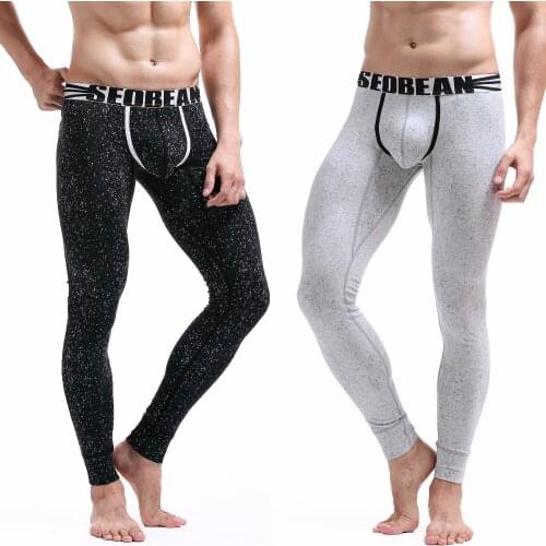 WINTER SEOBEAN Mens sexy cotton Leggings little point Long johns Low Rise Thermal Underwear Long Underpants Slim Pants