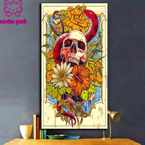 5D Skull Flower and Bird DIY Diamond Painting Embroidery Drawing Needlework Gift Full Diamond Mosaic Cross stitch Decor puzzle