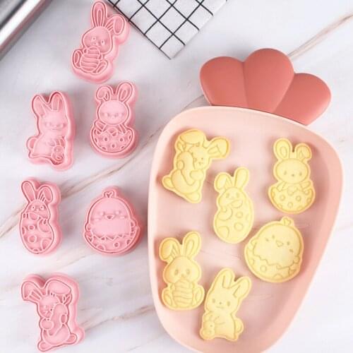 6PC/SET Easter DIY Cookie Cutters Mold 3D Plastic Pressing Model Toy Children Christmas Gift kitchen tools