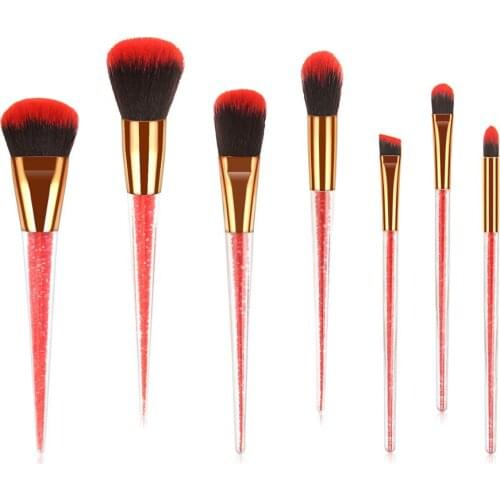 7Pcs Crystal Red Transparent Handle Purple Tube Eye Makeup Brush Set Blooming Outline Tool To Create A Refined Look #LR1