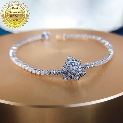 Real 18K gold Bracelet natura 1.5 ct diamonds Bracelet B-RA0011