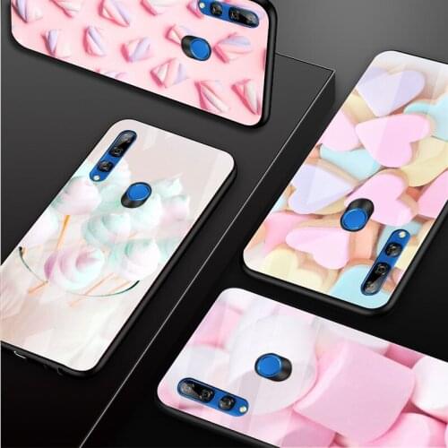 Color art marshmallow Tempered Glass Phone Case For Huawei honor 8X 9 10i 20i 20Lite 20Pro 30 Pro Cover Shell