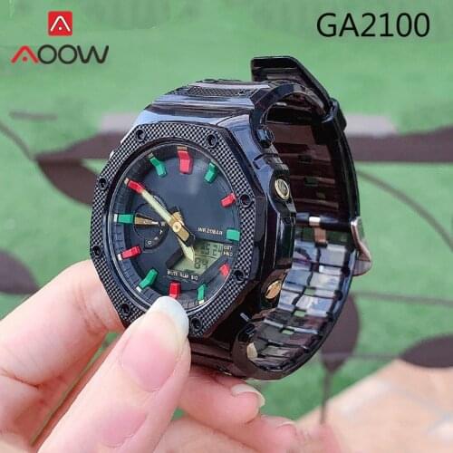 Colorful Resin Sport Strap Bezel for Casio G-SHOCK GA-2100 Soft Transparent Men Replacement Watch Band Protective Case Refit Kit