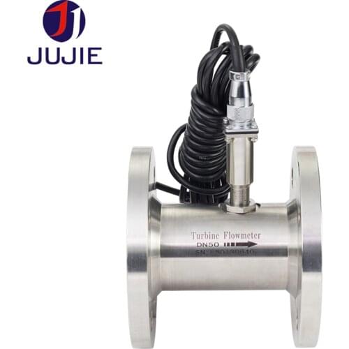 DN40/50/65/80 SS304 oil turbine flow meter flange connection pulse output 12~24VDC water diesel gasoline