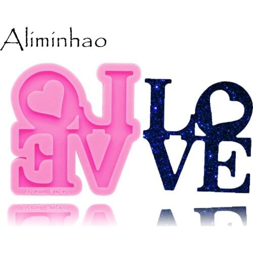 DY0284 Shiny Love letter form Silicone Molds DIY epoxy resin molds Keychain silicone mold craft for Key ring decoration