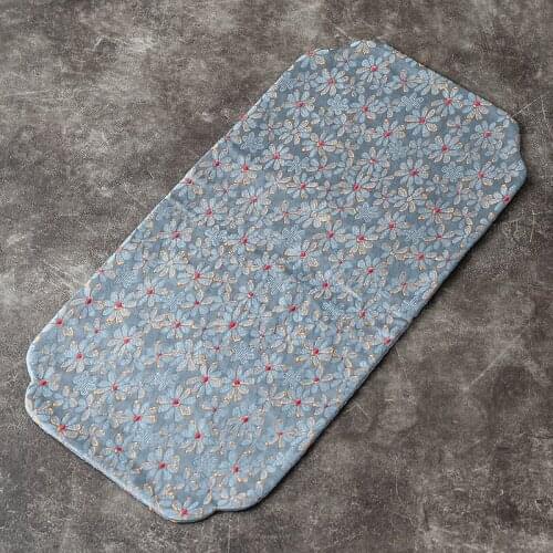 Zen Chinese Brocade Embroidery Tea Mat Cotton and Linen Fabric Table Runner Tea Ceremony Coaster Tea Mat Kung Fu Tea Set