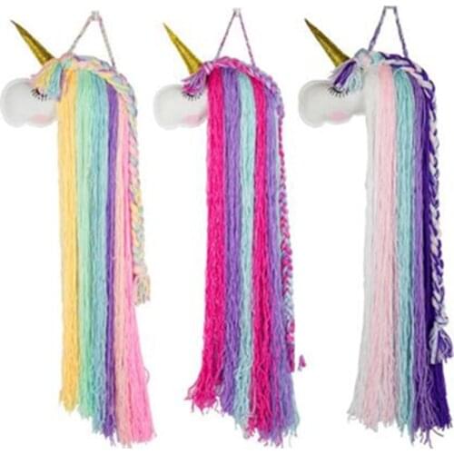 Unicorn Hair Bows Storage Belt for Girls Hair Clips Barrette Hairband Unicorn Wall Hanging Toy Hair Accessories Organizer Holder