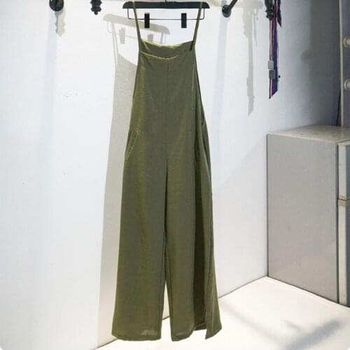 9xl overalls women 2021Spring summer new to wear a set loose suspenders wide-leg pants reduce age slim one-piece pants females76