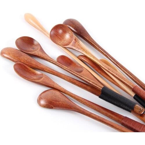1Pcs Creative Real Long-handled Coffee Spoon Wooden Spoon Bamboo Kitchen Cooking Utensils Soup Tea Spoon Dining