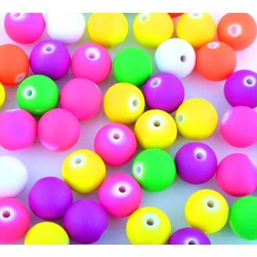 Free Shipping Mixed Fluorescent Acrylic Round Spacer Beads 6 8 10 12 MM Pick Size For Jewelry Making BC0054