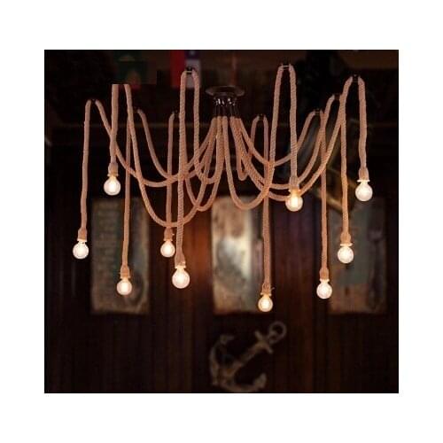 Loft Style Hemp Rope Droplight Edison Pendant Light Fixtures For Dining Room RH Hanging Lamp Vintage Industrial Lighting