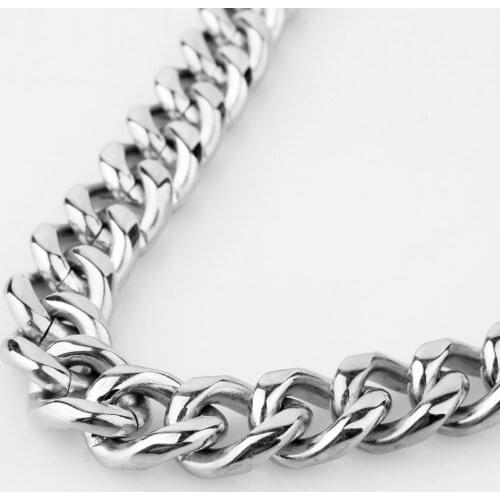 ANY Length 11/13/15 mm Width Heavy Thick Silver Color Round Curb Cuban 316L Stainless Steel Necklace Link Mens Chain