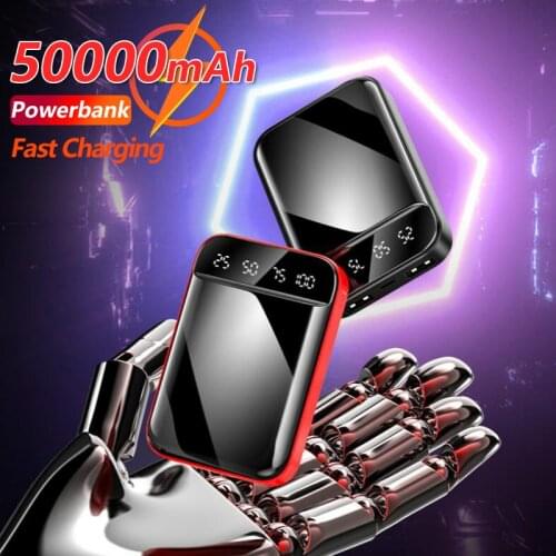 50000mAh Mini Power Bank with Dual USB Ports for Xiaomi IPhone Portable External Battery Fast Charging LCD Digital Power Bank