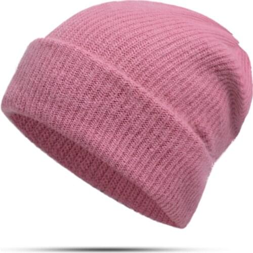 Autumn Winter Rabbit Hair Beanies Skullies Hat Fashion Warm Beanies Hats Casual Women And Solid Adult Rabbit Caps Cover Head