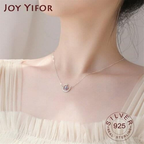925 sterling silver Moon Star Necklaces Moonstone Pendants for Women Fashion Jewelry Silver Plated Choker Design Party Gift