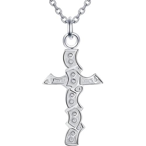 Wholesale Silver Plated Charm Jewellerys Necklace,free Shipping Fashion Stamped Fashion Jewelry Pendant Cross AN315/bbtajtaa